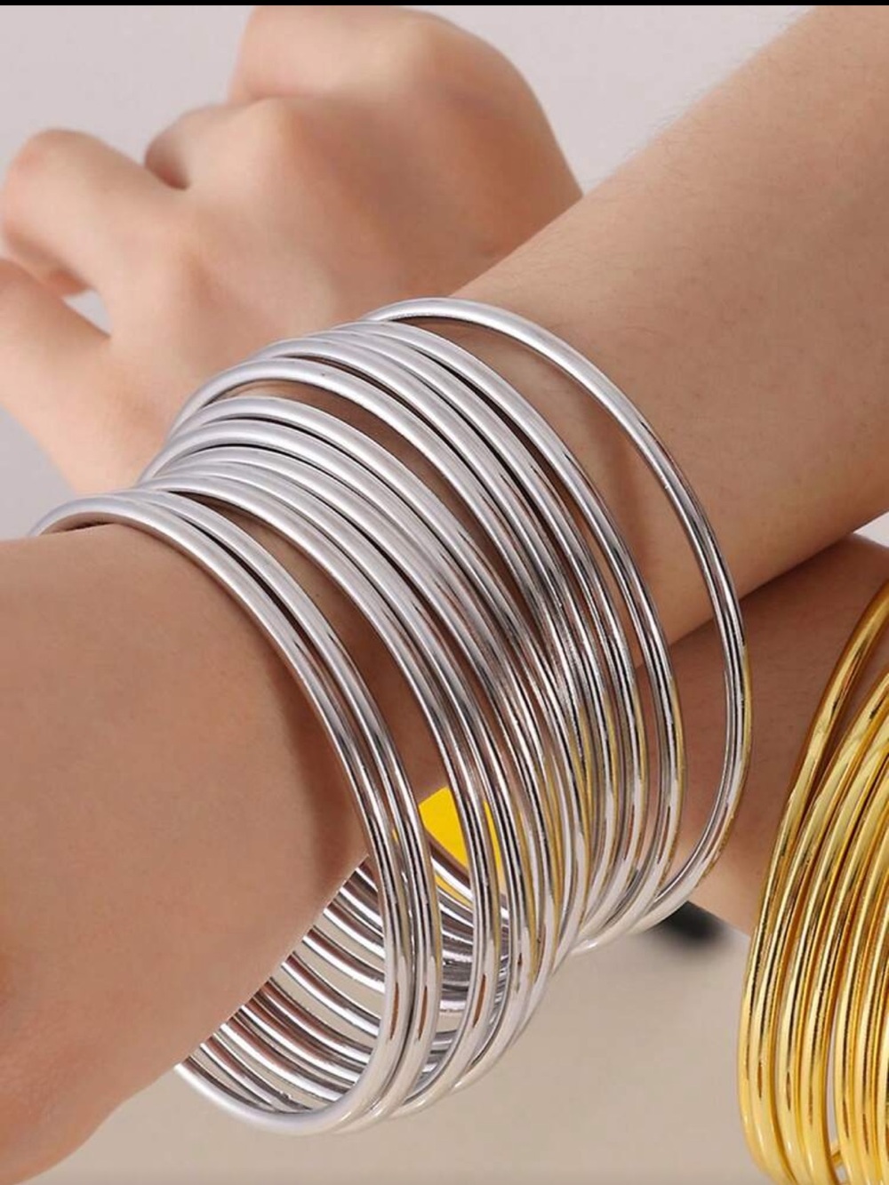 Silver Multi-Bangle Bracelet Stack - Picture 2 of 7